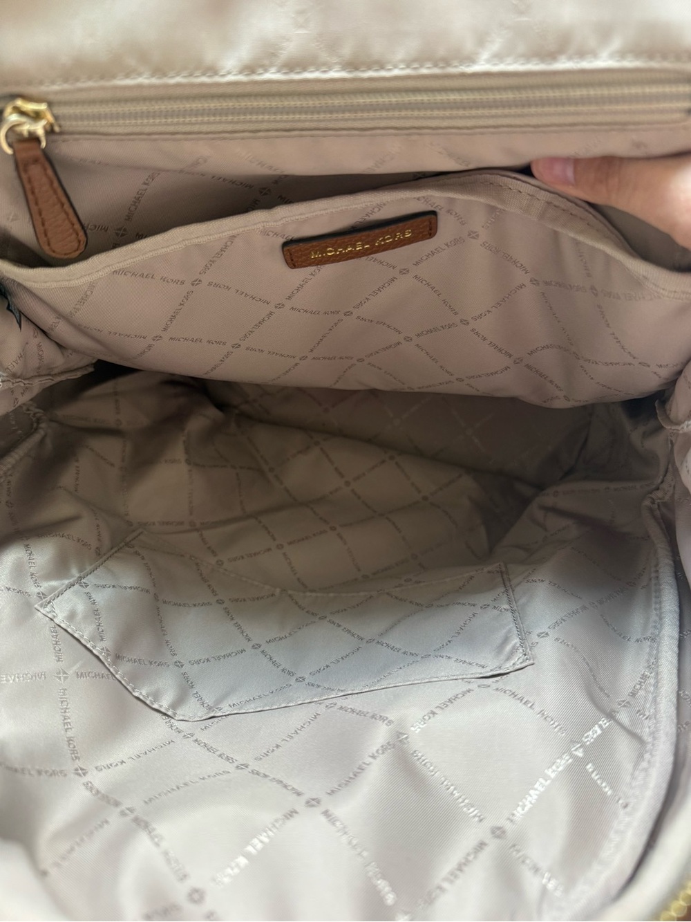 Michael Kors Brown Pebbled Leather Backpack with Gold Logo - Picture 6 of 9